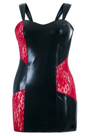 schwarz/rote wetlook chemise sb/1006 sexy base kollektion by andalea