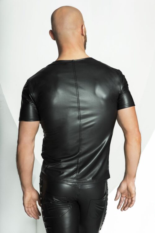 shirt aus wetlook  mit transparentem einsatz h029