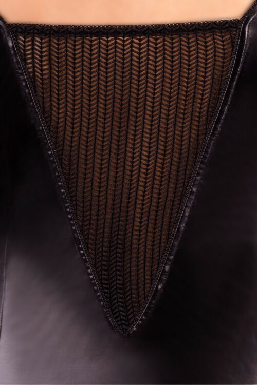schwarzes wetlook strapshemd m/1027 von andalea dessous