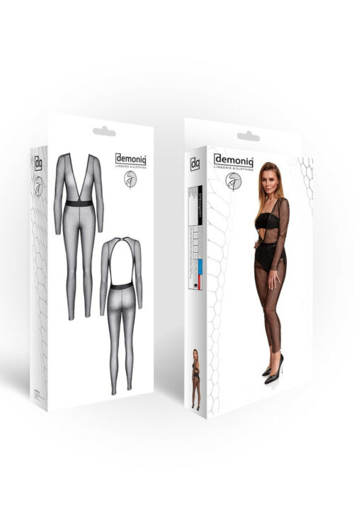 schwarz / silberner jumpsuit stedvige001 von demoniq silver touch collection