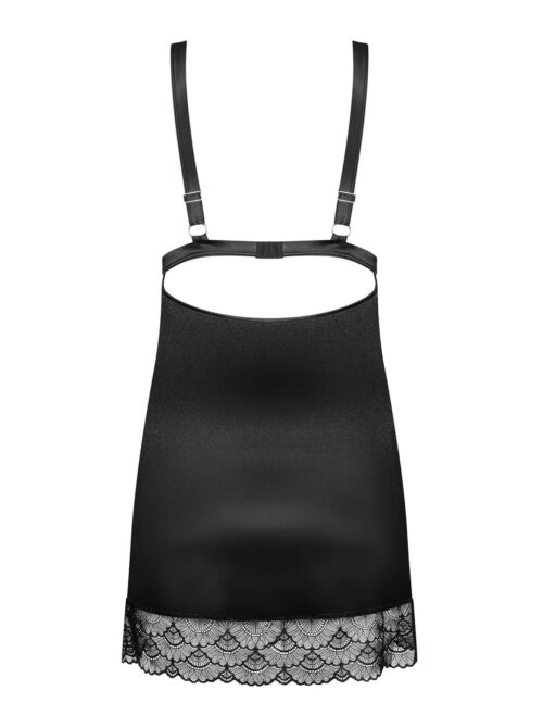 feminine eloissa chemise in schwarz und transparenter spitze