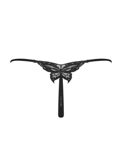 femininer kokietta string in schwarz mit floralem muster