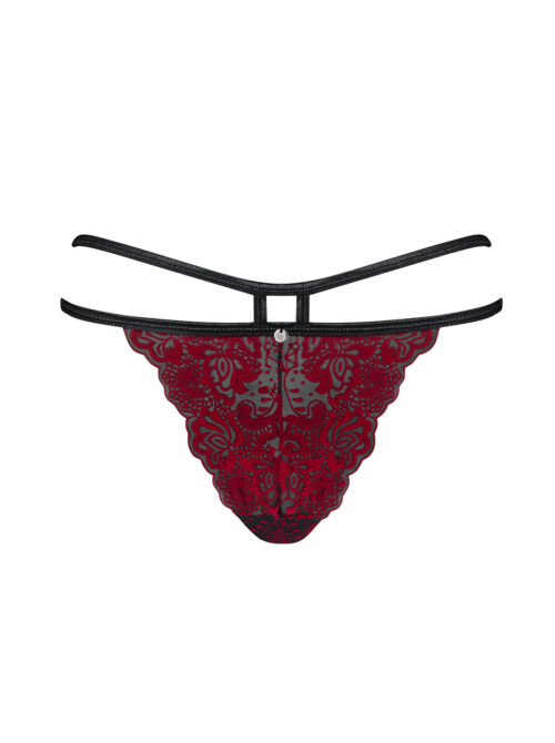 Elegante Panties Sugestina schwarz / rot mit Riemchendesign