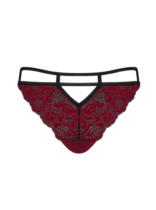 Elegante Panties Sugestina schwarz / rot mit Riemchendesign