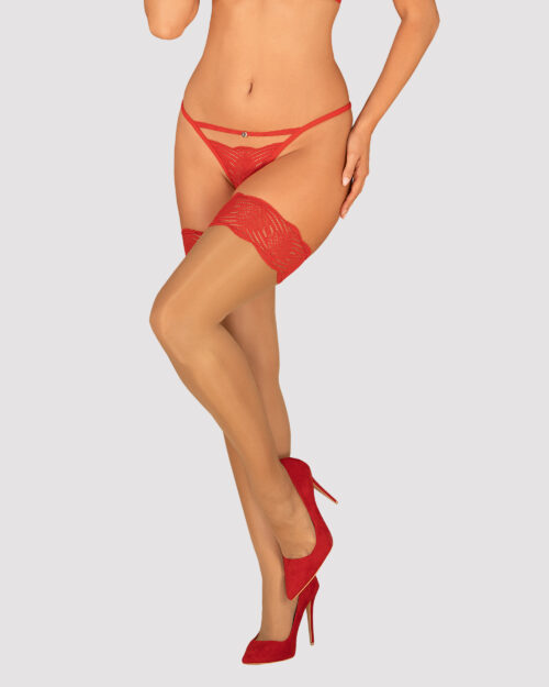 mellania stockings beige/rot von obsessive