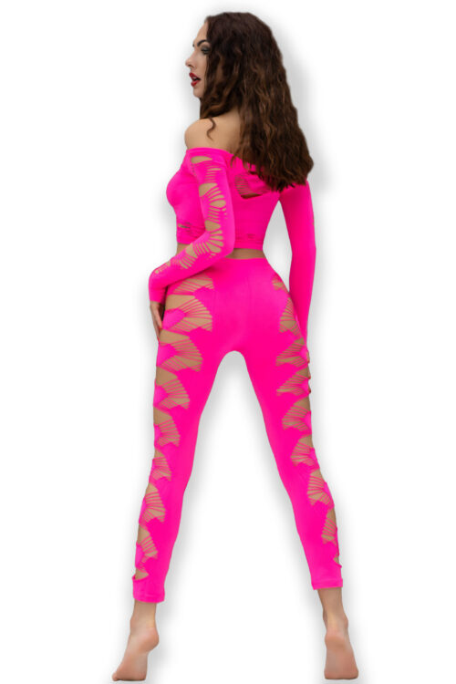 pinkes top und leggings set cr4632