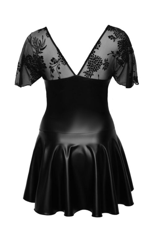 schwarzes minikleid f267 mit besticktem oberteil