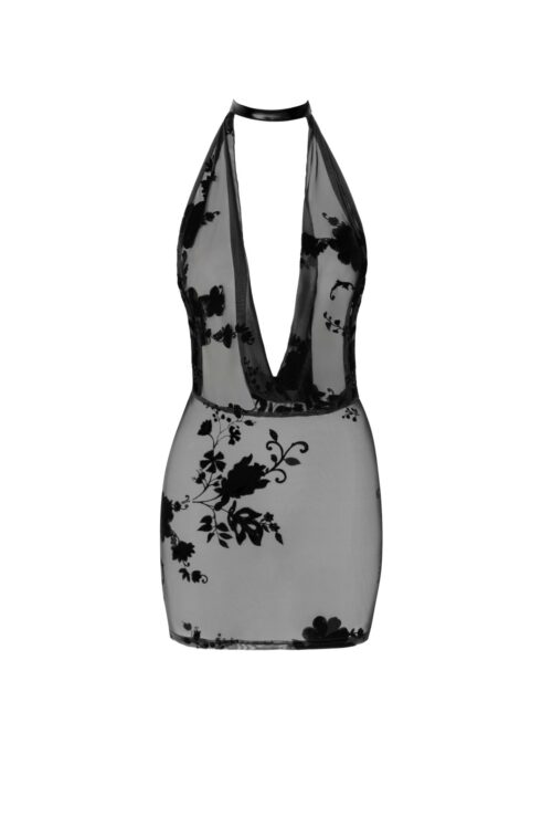 f313 minikleid aus netzmaterial mit kette von noir handmade