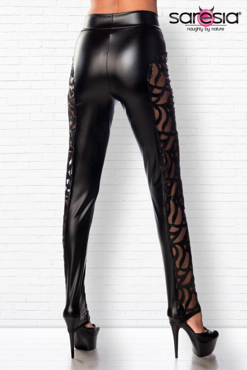 schwarze wetlook leggings 18310 von saresia
