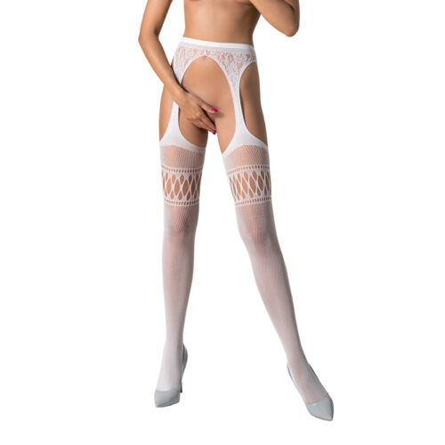 pe s026 strumpfhose open (ouvert tights) white