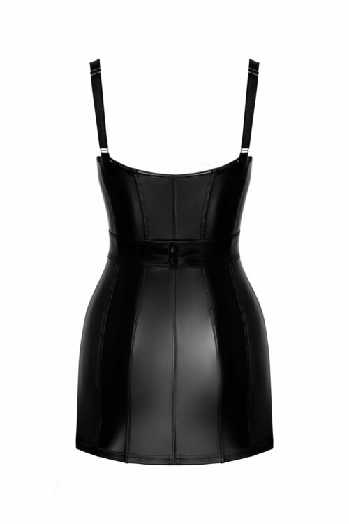 f320 wetlook minikleid mit ring schwarz