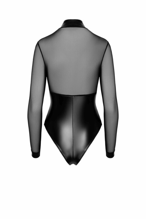 f321 wetlook/tüll body mit ringen von noir handmade