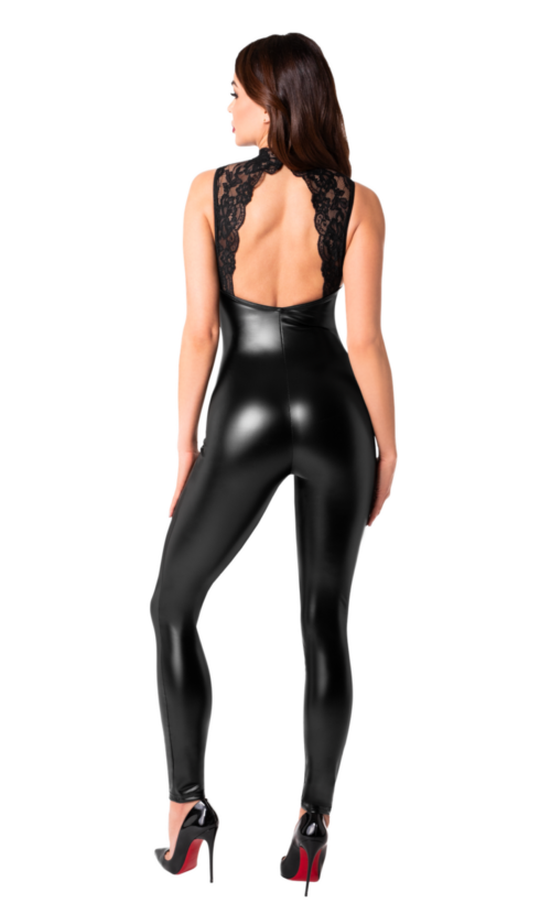 wetlook overall mit spitze f342 von noir